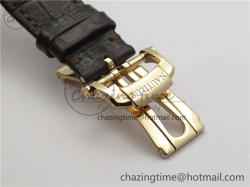 Nautilus 5711 1R PPF 1-1 Best Edition White Textured Dial on Brown Leather Strap 324CS (Free box) V Refined 8932