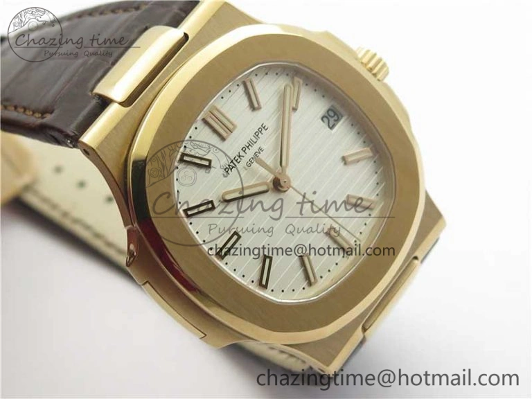 Nautilus 5711 1R PPF 1-1 Best Edition White Textured Dial on Brown Leather Strap 324CS (Free box) V Refined 8932