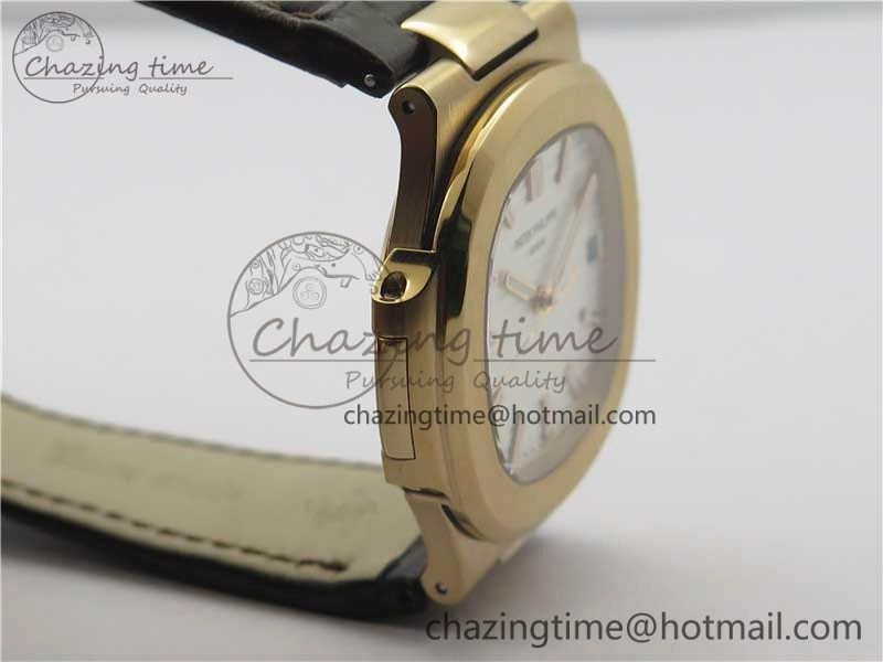 Nautilus 5711 1R PPF 1-1 Best Edition White Textured Dial on Brown Leather Strap 324CS (Free box) V Refined 8932