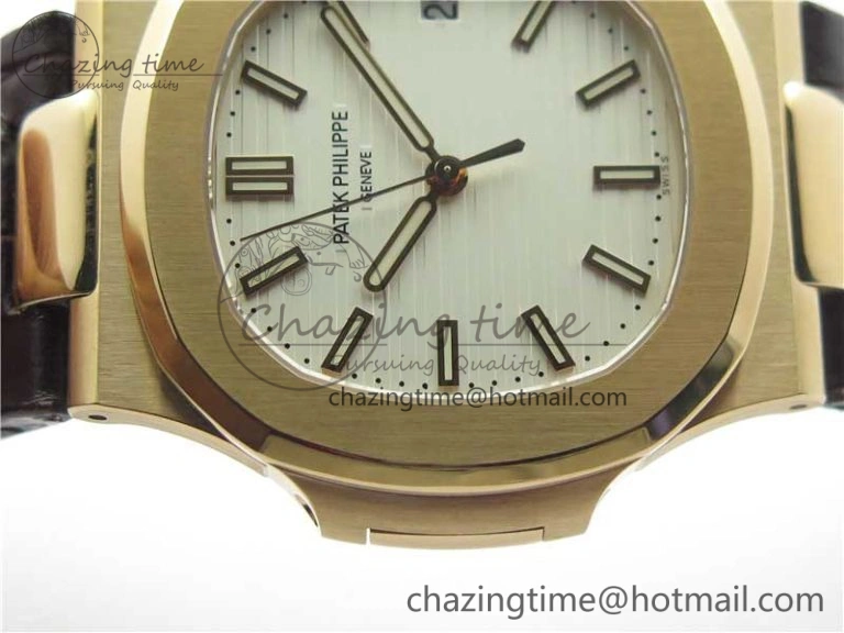 Nautilus 5711 1R PPF 1-1 Best Edition White Textured Dial on Brown Leather Strap 324CS (Free box) V Refined 8932