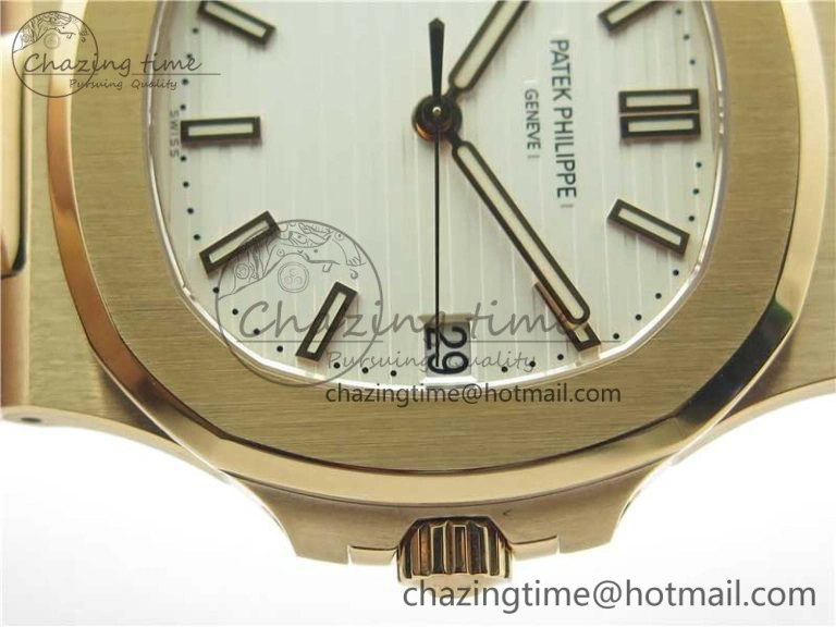 Nautilus 5711 1R PPF 1-1 Best Edition White Textured Dial on Brown Leather Strap 324CS (Free box) V Refined 8932
