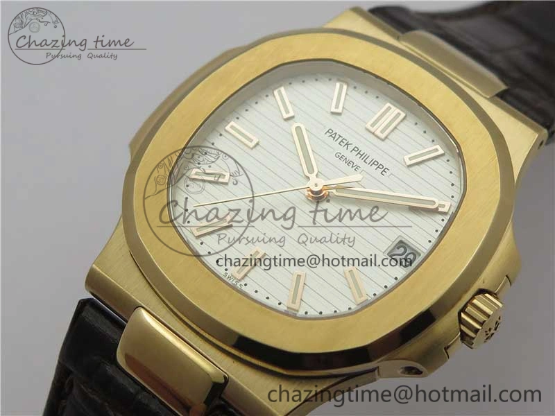 Nautilus 5711 1R PPF 1-1 Best Edition White Textured Dial on Brown Leather Strap 324CS (Free box) V Refined 8932