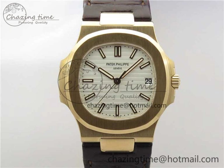 Nautilus 5711 1R PPF 1-1 Best Edition White Textured Dial on Brown Leather Strap 324CS (Free box) V Refined 8932