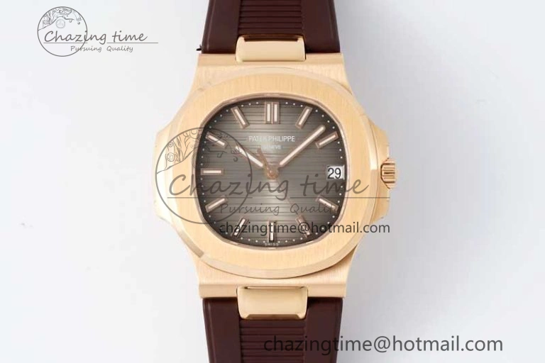 Nautilus 5711 1R PPF 1:1 Best Edition Brown Textured Dial on Brown Rubber Strap 324CS V MoistureWicking 8804