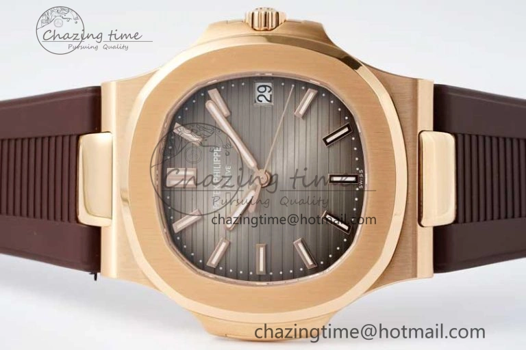 Nautilus 5711 1R PPF 1:1 Best Edition Brown Textured Dial on Brown Rubber Strap 324CS V MoistureWicking 8804