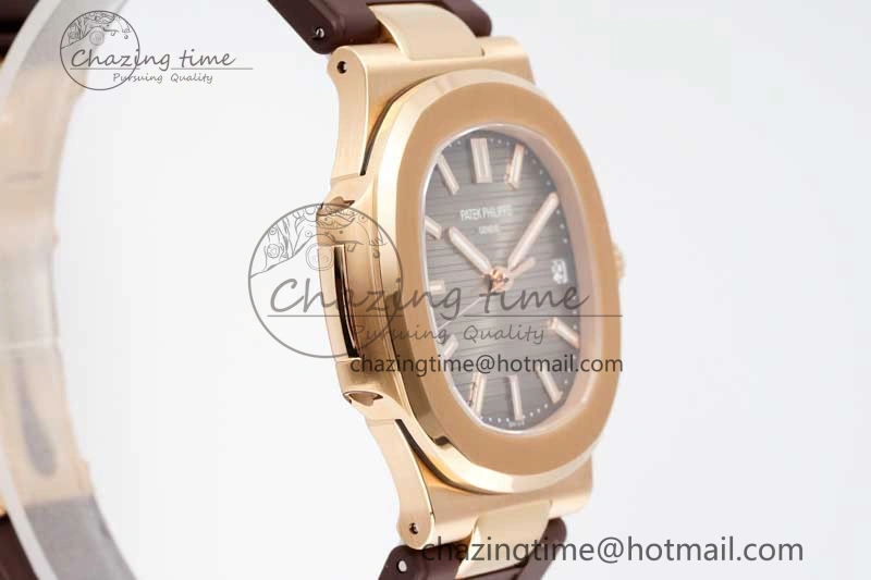 Nautilus 5711 1R PPF 1:1 Best Edition Brown Textured Dial on Brown Rubber Strap 324CS V MoistureWicking 8804