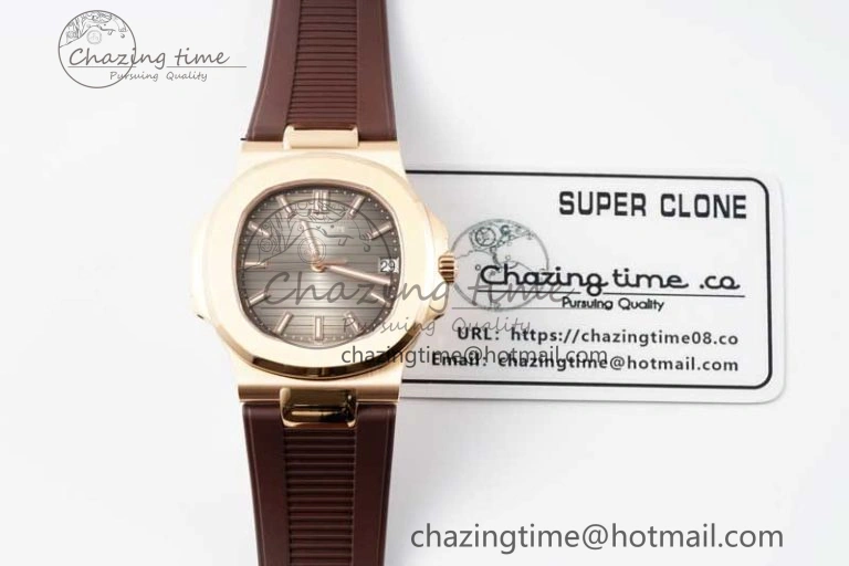 Nautilus 5711 1R PPF 1:1 Best Edition Brown Textured Dial on Brown Rubber Strap 324CS V MoistureWicking 8804
