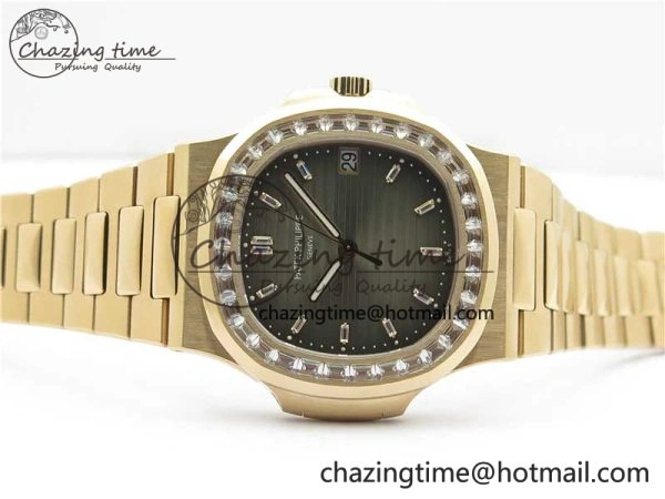 Nautilus 5711 1R PPF 1:1 Best Edition Gray Dial Diamonds Bezel on RG Bracelet 324CS (Free box) V EasyMatch 8906