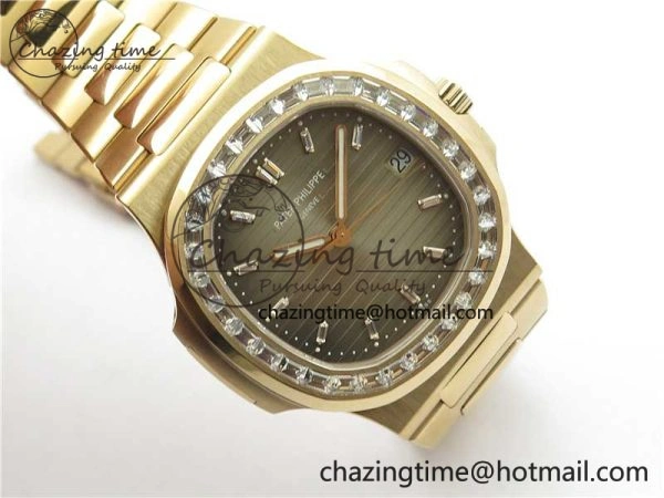 Nautilus 5711 1R PPF 1:1 Best Edition Gray Dial Diamonds Bezel on RG Bracelet 324CS (Free box) V EasyMatch 8906