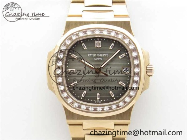 Nautilus 5711 1R PPF 1:1 Best Edition Gray Dial Diamonds Bezel on RG Bracelet 324CS (Free box) V EasyMatch 8906