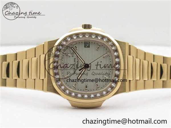 Soft Nautilus 5711 1R PPF 1:1 Best Edition White Dial Diamonds Bezel on RG Bracelet 324CS (Free box) V 8904