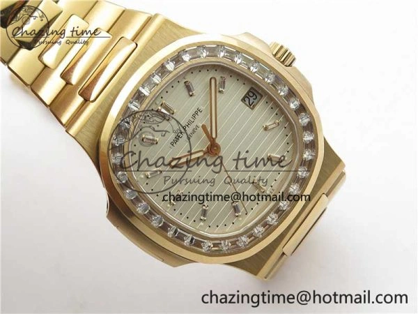 Soft Nautilus 5711 1R PPF 1:1 Best Edition White Dial Diamonds Bezel on RG Bracelet 324CS (Free box) V 8904