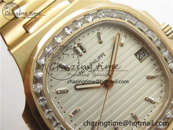 Soft Nautilus 5711 1R PPF 1:1 Best Edition White Dial Diamonds Bezel on RG Bracelet 324CS (Free box) V 8904