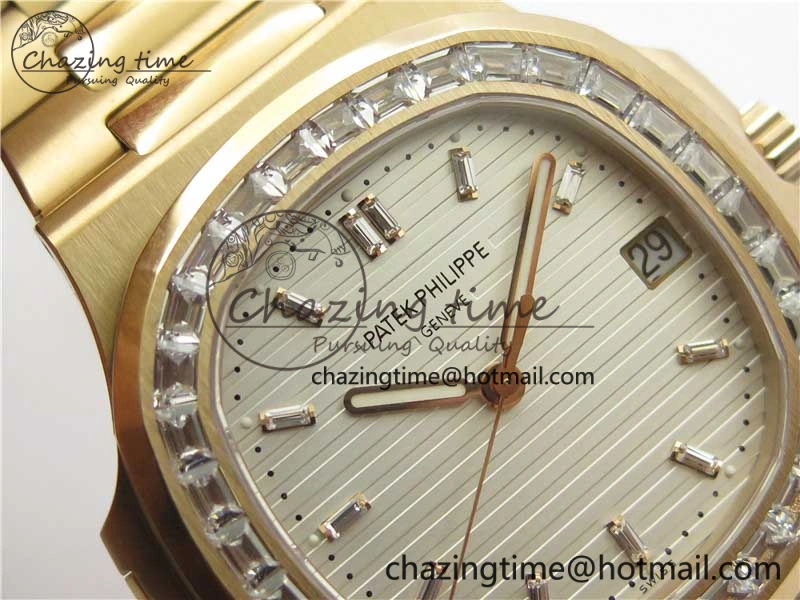 Soft Nautilus 5711 1R PPF 1:1 Best Edition White Dial Diamonds Bezel on RG Bracelet 324CS (Free box) V 8904