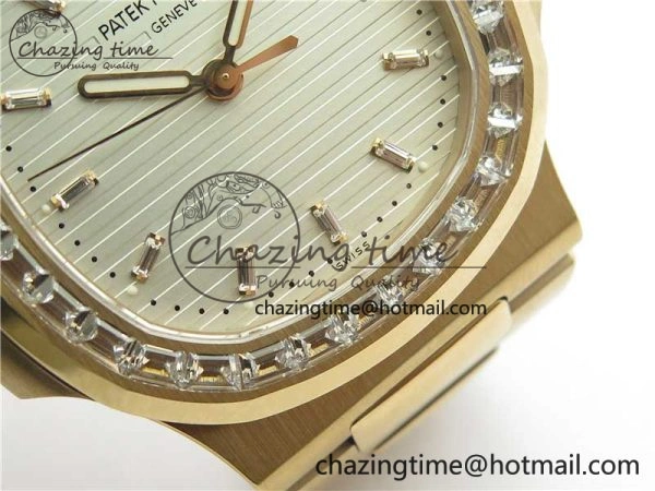 Soft Nautilus 5711 1R PPF 1:1 Best Edition White Dial Diamonds Bezel on RG Bracelet 324CS (Free box) V 8904