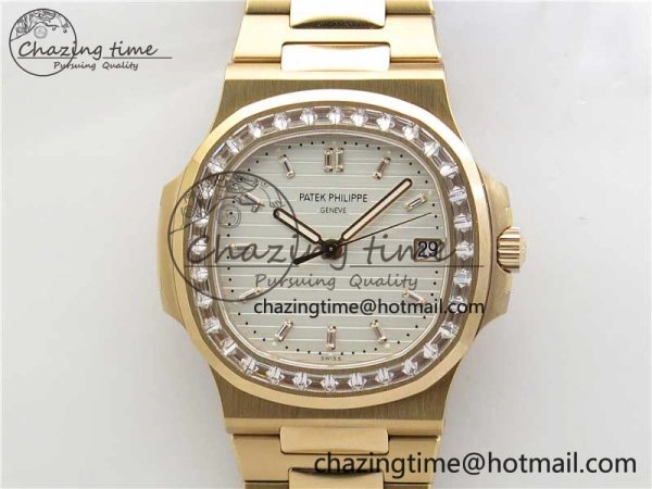 Soft Nautilus 5711 1R PPF 1:1 Best Edition White Dial Diamonds Bezel on RG Bracelet 324CS (Free box) V 8904