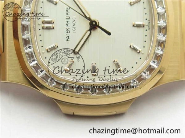 Soft Nautilus 5711 1R PPF 1:1 Best Edition White Dial Diamonds Bezel on RG Bracelet 324CS (Free box) V 8904