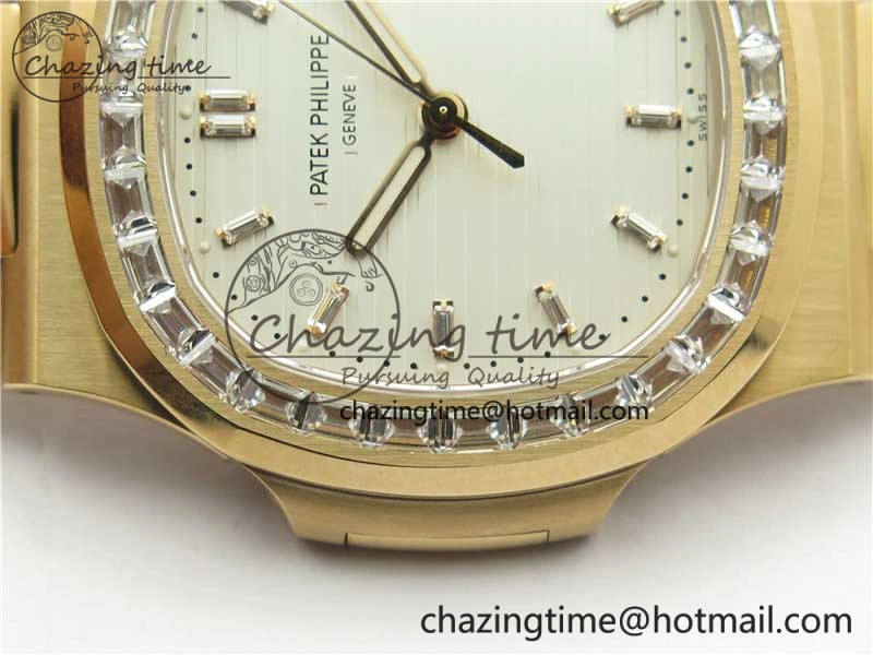 Soft Nautilus 5711 1R PPF 1:1 Best Edition White Dial Diamonds Bezel on RG Bracelet 324CS (Free box) V 8904