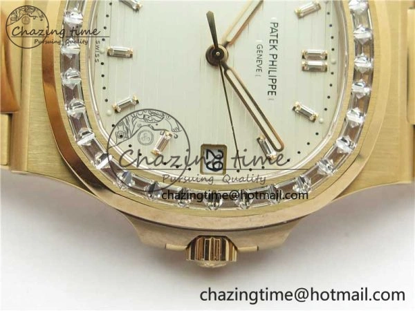 Soft Nautilus 5711 1R PPF 1:1 Best Edition White Dial Diamonds Bezel on RG Bracelet 324CS (Free box) V 8904