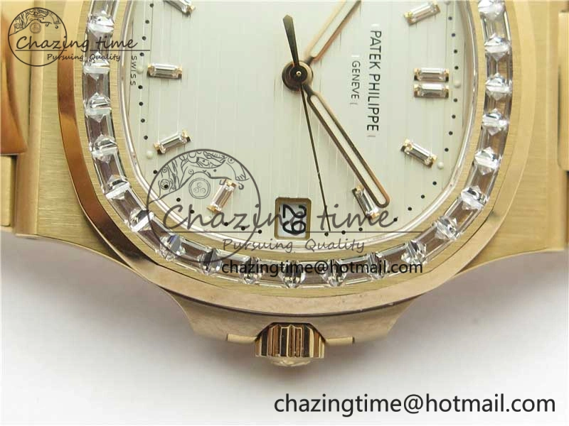 Soft Nautilus 5711 1R PPF 1:1 Best Edition White Dial Diamonds Bezel on RG Bracelet 324CS (Free box) V 8904