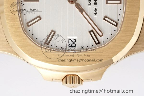 SunProtective Nautilus 5711 1R PPF 1:1 Best Edition White Textured Dial on Brown Rubber Strap 324CS V 8805
