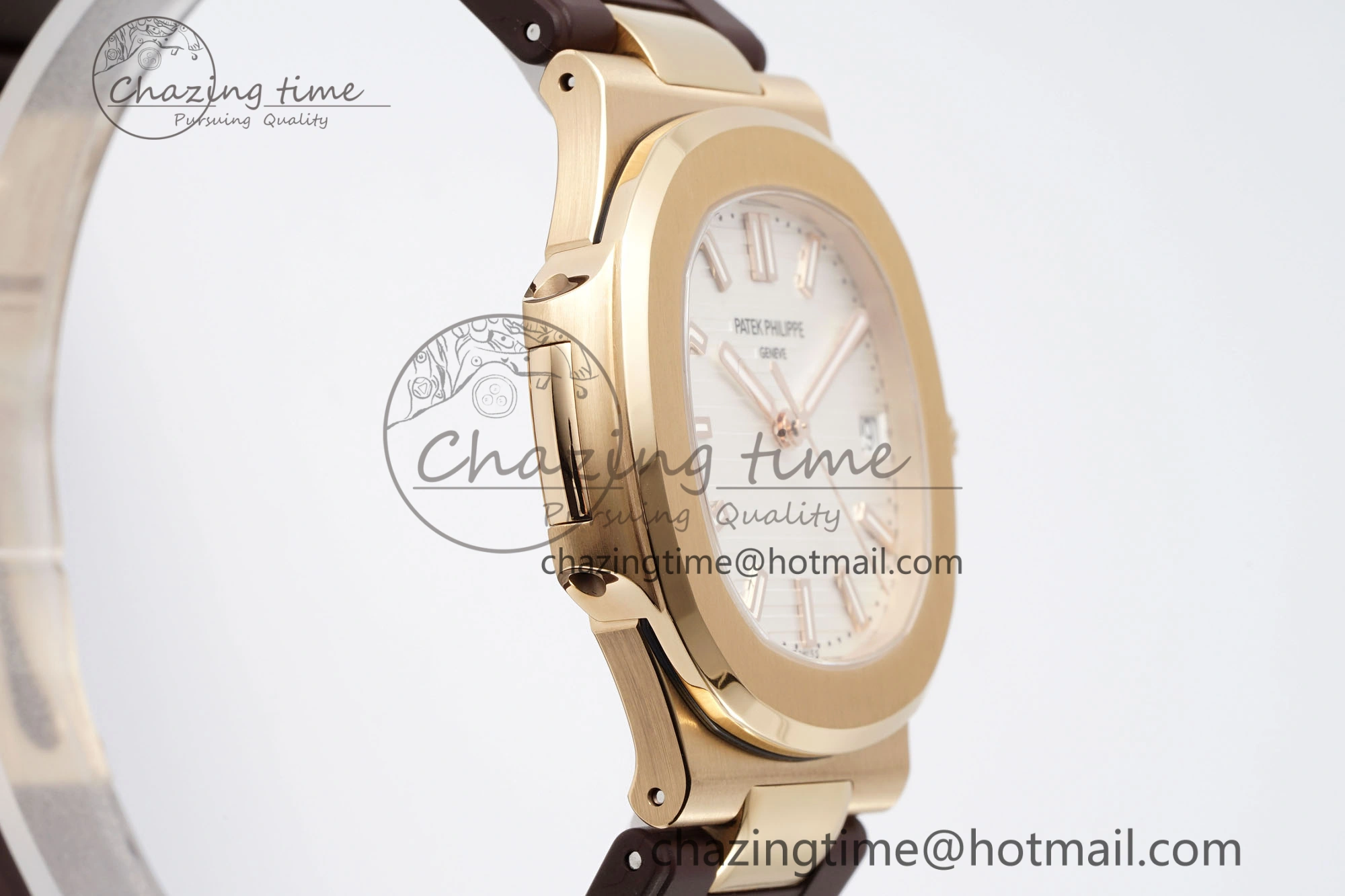 SunProtective Nautilus 5711 1R PPF 1:1 Best Edition White Textured Dial on Brown Rubber Strap 324CS V 8805