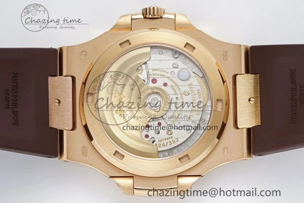 SunProtective Nautilus 5711 1R PPF 1:1 Best Edition White Textured Dial on Brown Rubber Strap 324CS V 8805