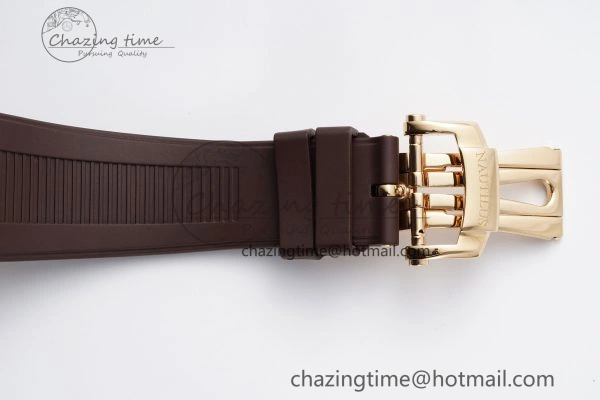SunProtective Nautilus 5711 1R PPF 1:1 Best Edition White Textured Dial on Brown Rubber Strap 324CS V 8805