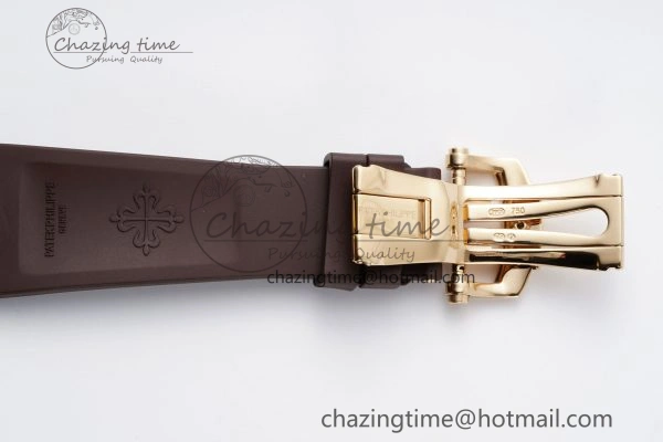 SunProtective Nautilus 5711 1R PPF 1:1 Best Edition White Textured Dial on Brown Rubber Strap 324CS V 8805