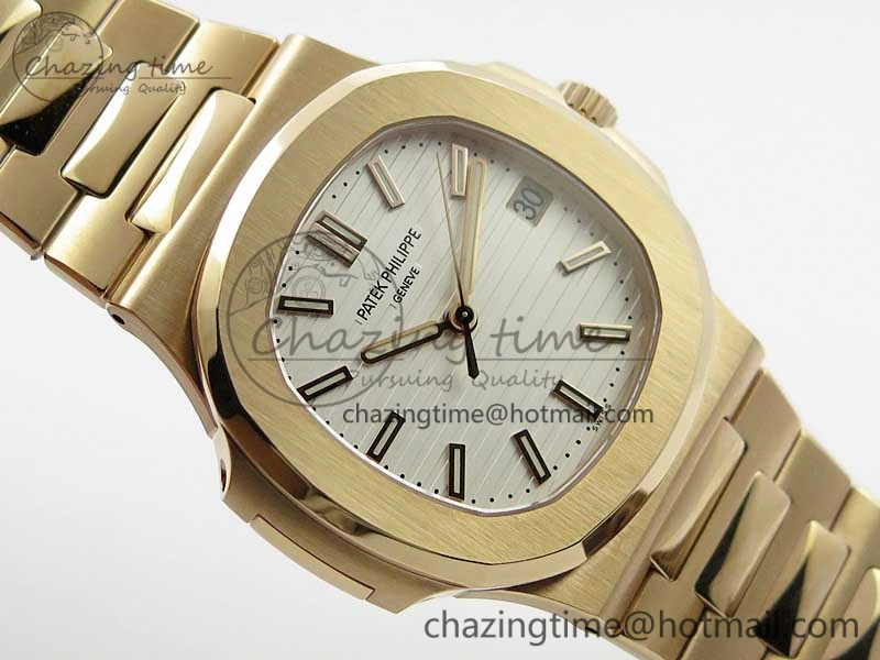 Nautilus 5711 1R PPF 1:1 Best Edition White Textured Dial on RG Bracelet 324CS (Free box) WellDesigned 8956