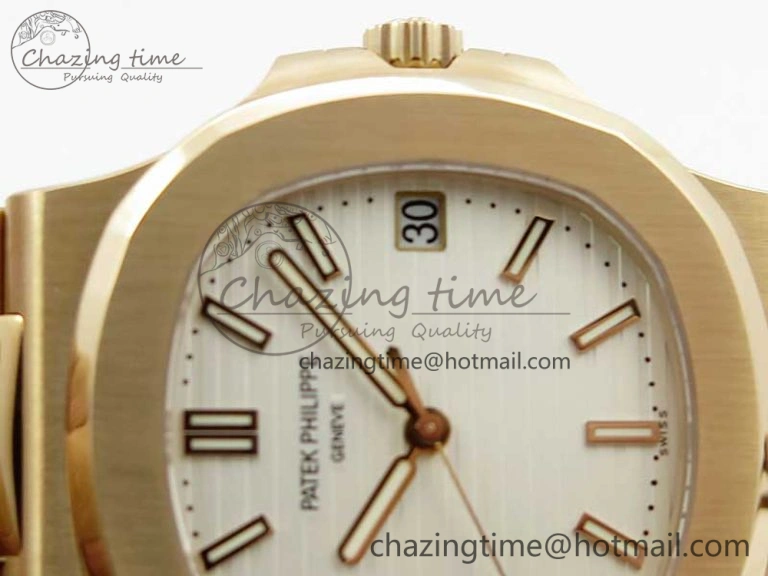 Nautilus 5711 1R PPF 1:1 Best Edition White Textured Dial on RG Bracelet 324CS (Free box) WellDesigned 8956
