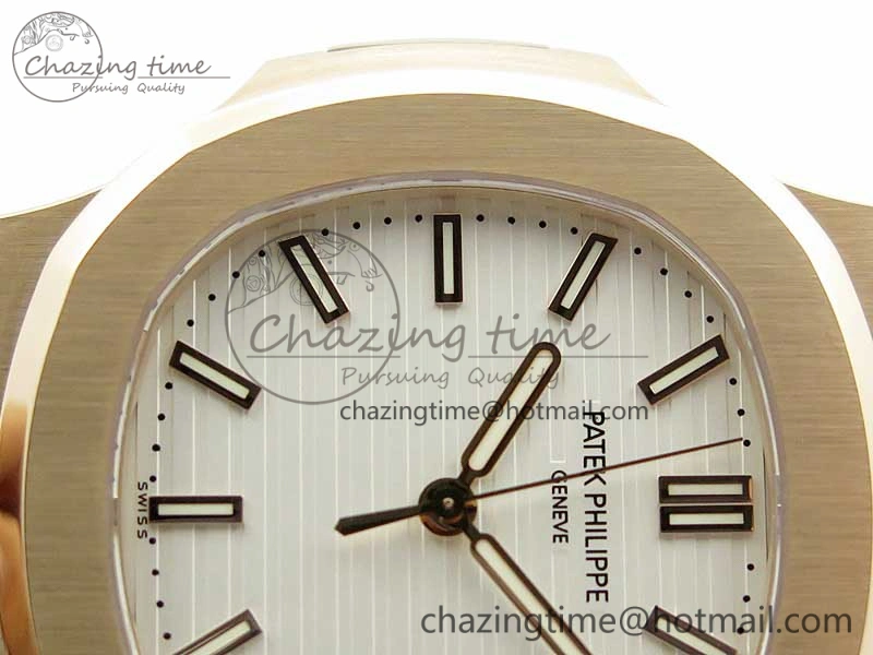 Nautilus 5711 1R PPF 1:1 Best Edition White Textured Dial on RG Bracelet 324CS (Free box) WellDesigned 8956