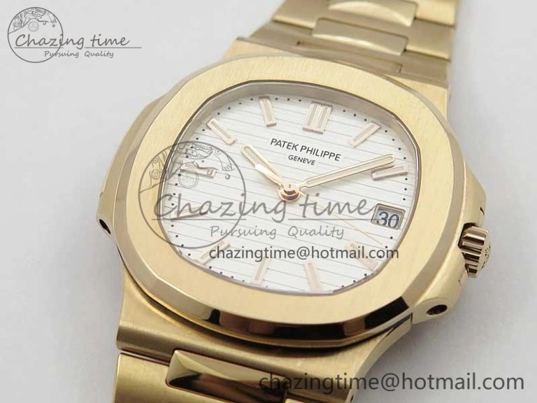 Nautilus 5711 1R PPF 1:1 Best Edition White Textured Dial on RG Bracelet 324CS (Free box) WellDesigned 8956