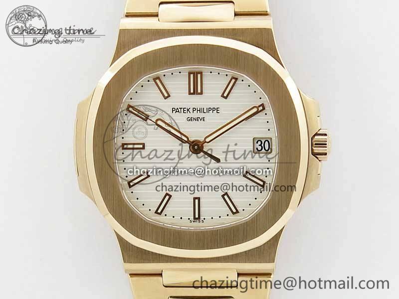 Nautilus 5711 1R PPF 1:1 Best Edition White Textured Dial on RG Bracelet 324CS (Free box) WellDesigned 8956