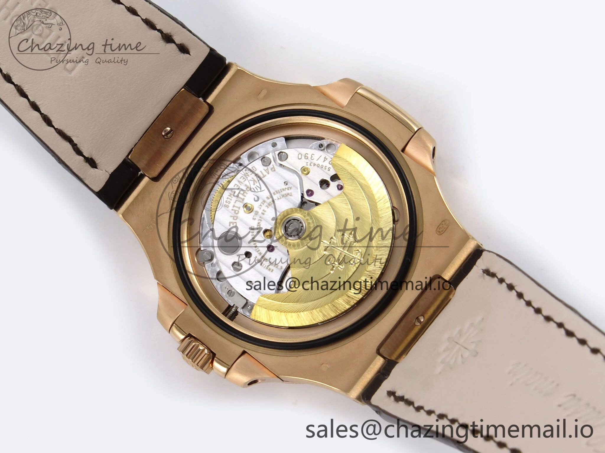Nautilus 5711 1R RG 3KF 1:1 Best Edition Brown Textured Dial on Brown Leather Strap A324 Super Clone V WeatherProof 8704