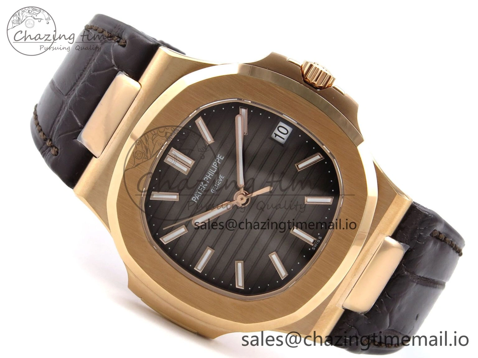 Nautilus 5711 1R RG 3KF 1:1 Best Edition Brown Textured Dial on Brown Leather Strap A324 Super Clone V WeatherProof 8704