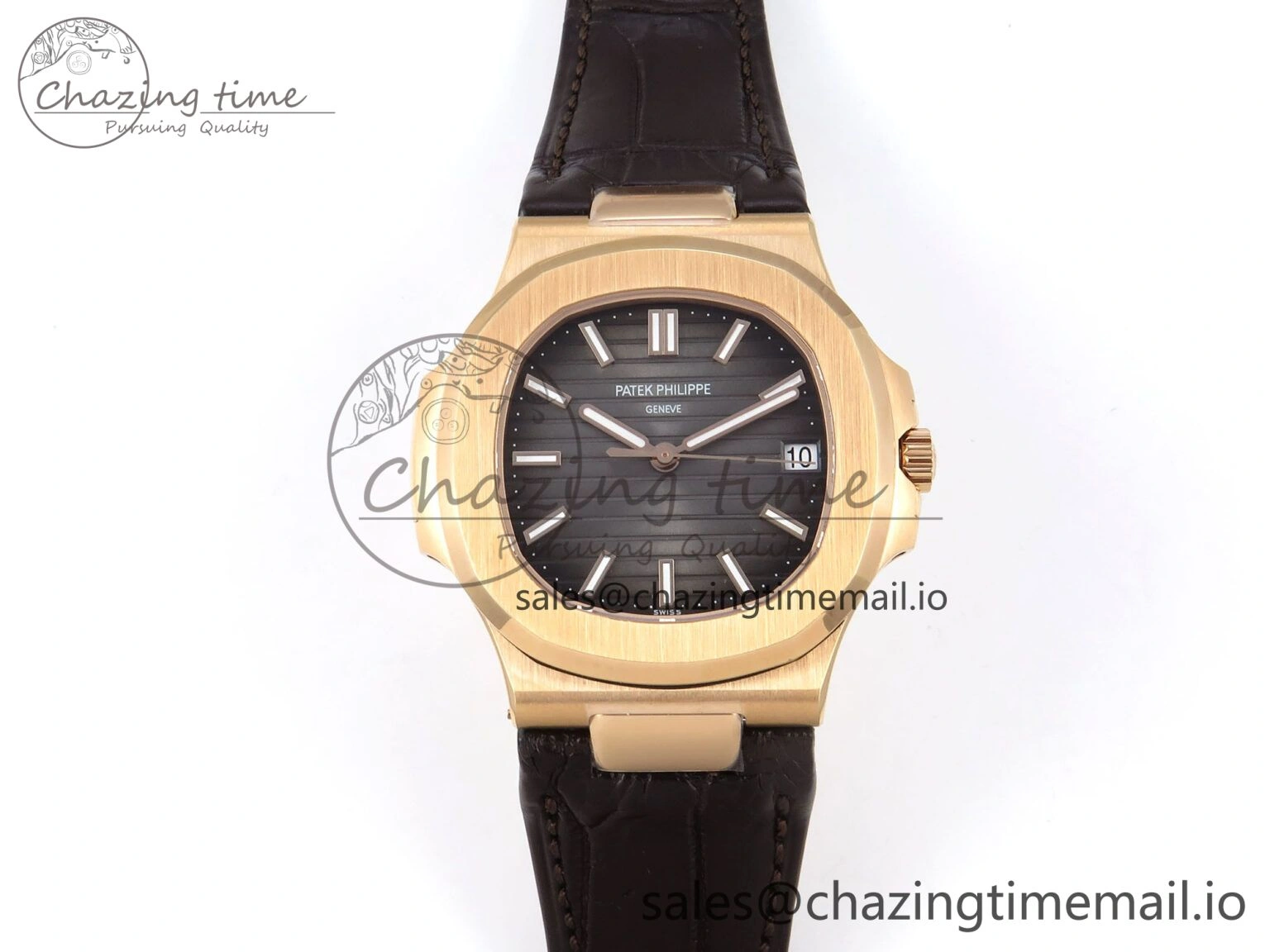 Nautilus 5711 1R RG 3KF 1:1 Best Edition Brown Textured Dial on Brown Leather Strap A324 Super Clone V WeatherProof 8704