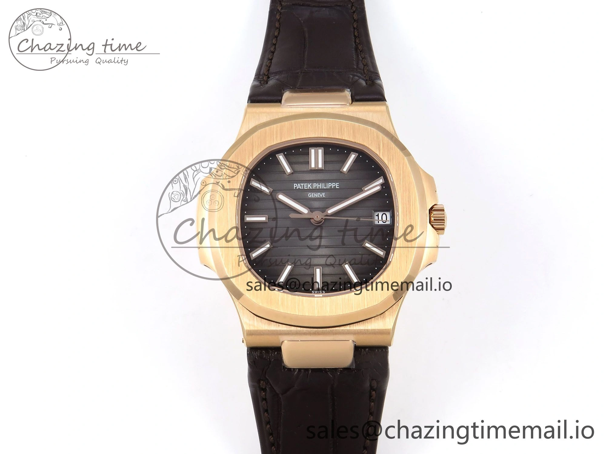 Nautilus 5711 1R RG 3KF 1:1 Best Edition Brown Textured Dial on Brown Leather Strap A324 Super Clone V WeatherProof 8704