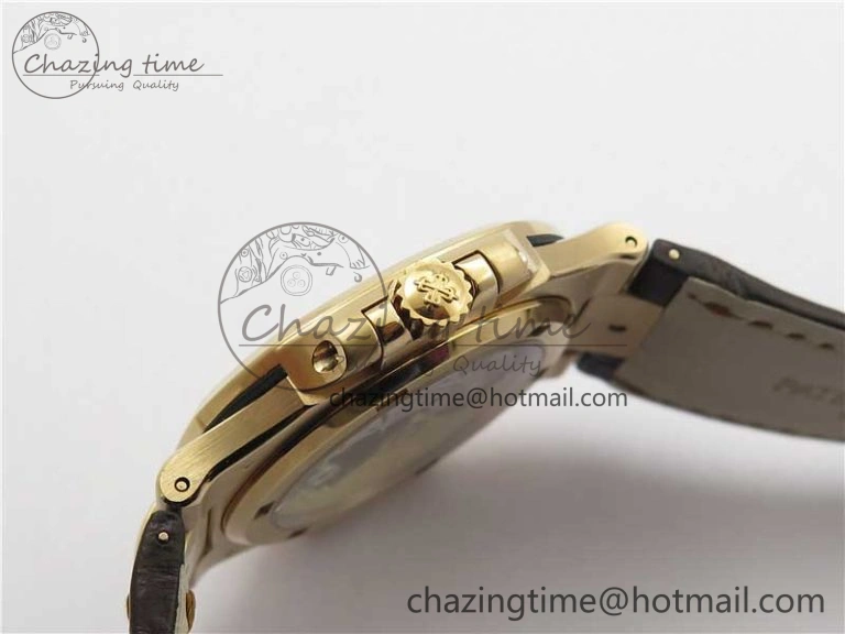 Nautilus 5711 1R RG 3KF 1:1 Best Edition Brown Textured Dial on Brown Leather Strap A324 Super Clone V Popular 8880
