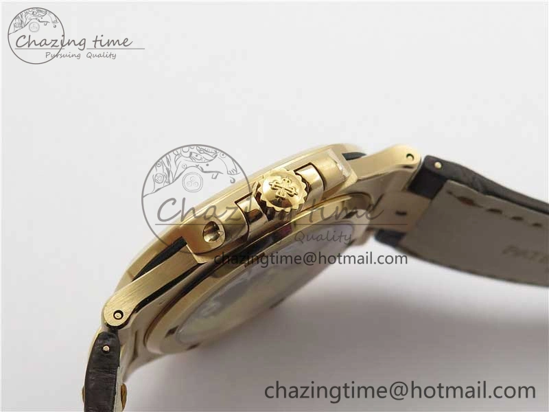 Nautilus 5711 1R RG 3KF 1:1 Best Edition Brown Textured Dial on Brown Leather Strap A324 Super Clone V Popular 8880