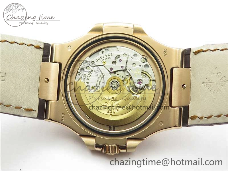 Nautilus 5711 1R RG 3KF 1:1 Best Edition Brown Textured Dial on Brown Leather Strap A324 Super Clone V Popular 8880