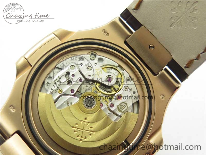Nautilus 5711 1R RG 3KF 1:1 Best Edition Brown Textured Dial on Brown Leather Strap A324 Super Clone V Popular 8880