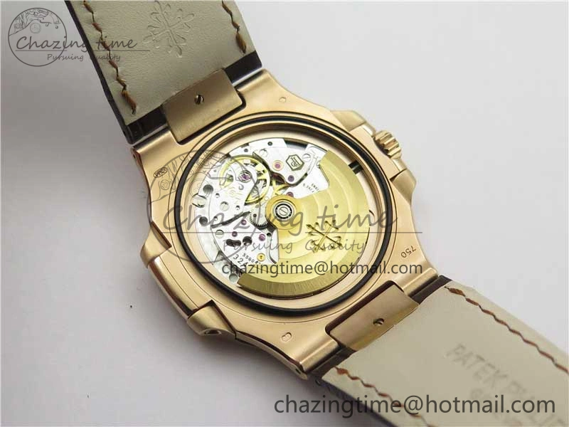 Nautilus 5711 1R RG 3KF 1:1 Best Edition Brown Textured Dial on Brown Leather Strap A324 Super Clone V Popular 8880