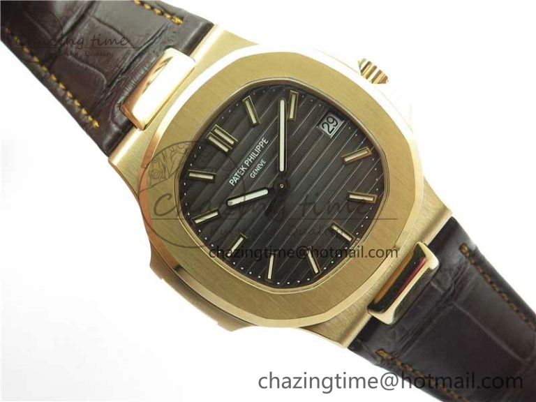 Nautilus 5711 1R RG 3KF 1:1 Best Edition Brown Textured Dial on Brown Leather Strap A324 Super Clone V Popular 8880