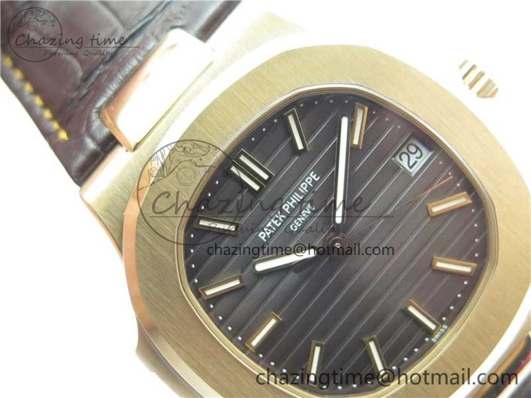 Nautilus 5711 1R RG 3KF 1:1 Best Edition Brown Textured Dial on Brown Leather Strap A324 Super Clone V Popular 8880