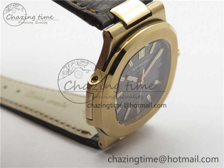 Nautilus 5711 1R RG 3KF 1:1 Best Edition Brown Textured Dial on Brown Leather Strap A324 Super Clone V Popular 8880