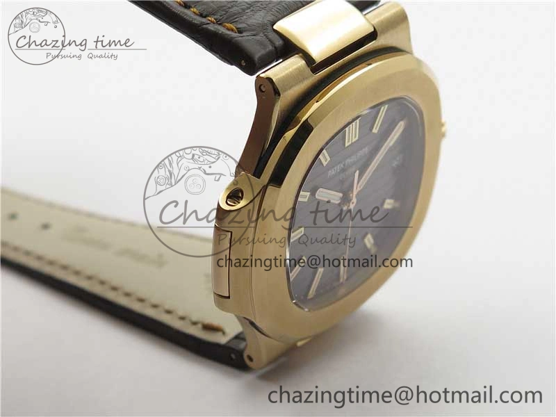Nautilus 5711 1R RG 3KF 1:1 Best Edition Brown Textured Dial on Brown Leather Strap A324 Super Clone V Popular 8880