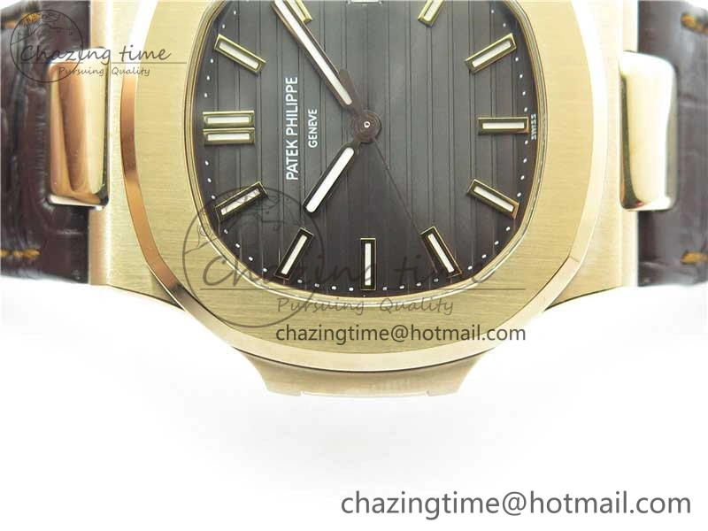 Nautilus 5711 1R RG 3KF 1:1 Best Edition Brown Textured Dial on Brown Leather Strap A324 Super Clone V Popular 8880