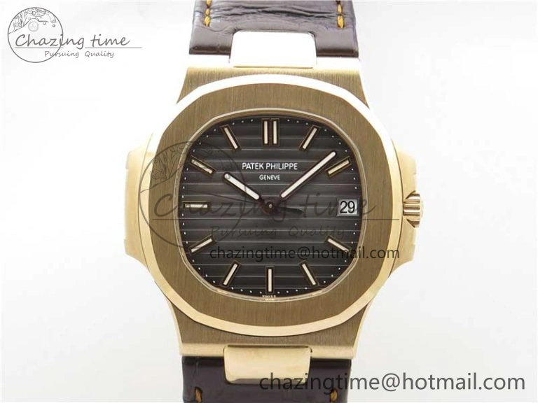 Nautilus 5711 1R RG 3KF 1:1 Best Edition Brown Textured Dial on Brown Leather Strap A324 Super Clone V Popular 8880