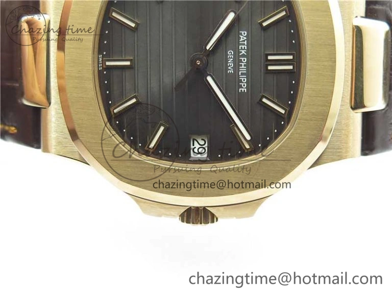 Nautilus 5711 1R RG 3KF 1:1 Best Edition Brown Textured Dial on Brown Leather Strap A324 Super Clone V Popular 8880